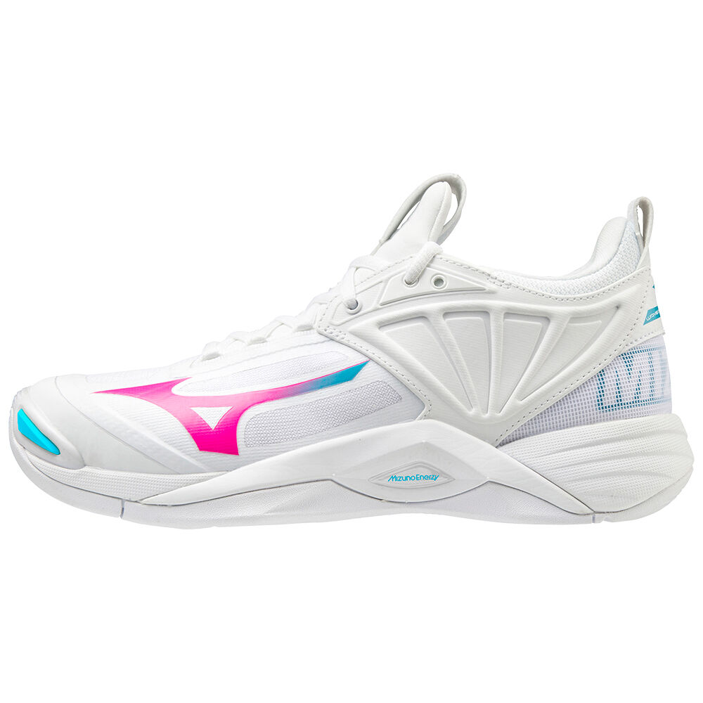 Scarpe Pallavolo Mizuno Wave Momentum 2 Donna - Bianche/Rosa/Blu Verde Acqua - 90354-DAZJ